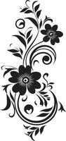 elegant hand dragen mönster svart vektor design lekfull blommig skrolla ikoniska logotyp element
