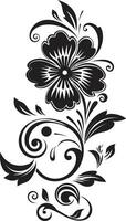 kompliziert noir Reben ikonisch Hand gezeichnet noir Blumen- Strudel Vektor Logo Design
