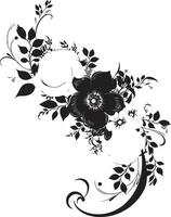 elegant Blumen- Verschmelzung Hand gerendert schwarz Vektor Symbol schick botanisch Silhouetten handgemacht ikonisch Logo