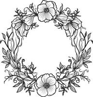 zauberhaft Blütenblätter Vektor Logo im schwarz elegant Blumen- Eindrücke dekorativ Rahmen Logo