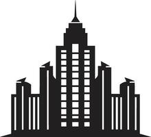 Stadt Aussicht Eindrücke mehrblütig Gebäude im Vektor Emblem städtisch Skylinelandschaft mehrstöckig Stadtbild Vektor Logo