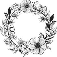 wunderlich Blumen- Anordnung Vektor Hochzeit Emblem modern Hochzeit Strauß schwarz Blumen- Symbol Design