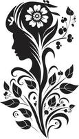 sauber Blütenblatt Schönheit Hand gezeichnet Frau Emblem wunderlich feminin Glanz Vektor Symbol