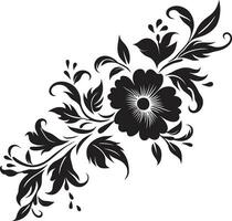 svartvit inked kronblad noir blommig logotyp artisteri bläck noir trädgård viskar invecklad svart vektor skisser