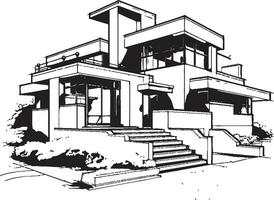 trefaldigt lugn ikon av arkitektonisk överflöd i vektor konst tri spira vista emblem av bostads- prestige i vektor design