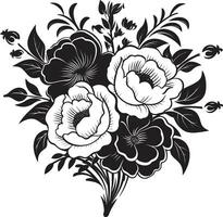 gotisch Blumen- Sträußchen dekorativ schwarz Emblem harmonisch Strauß Verschmelzung schwarz Symbol Design vektor