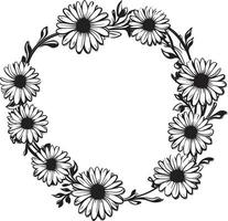 minimalistisk daisy gräns svart vektor logotyp design läcker daisy accenter svart vektor logotyp ikon