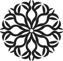 geometrisk harmoni blommig bricka mönster i svart mönstrad kronblad geometrisk blommig vektor ikon