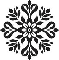 strukturiert Blumen schwarz Fliese Logo Design Blumen- Mosaik geometrisch Emblem Symbol vektor