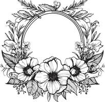 Regal Blütenblatt Rahmen dekorativ schwarz Vektor Rahmen schick Blumen- Grenze schwarz Rahmen Emblem
