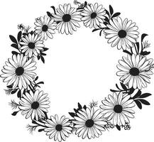 botanisch Grenze Gänseblümchen Blume Rahmen Logo Symbol anmutig Gänseblümchen Grenzen schwarz Vektor Logo Design