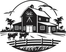 lantlig bostad intryck bondgård design vektor ikon pastoral hemman symbol jordbrukare bondgård vektor logotyp