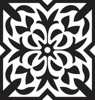 Vektor Symbol mit Blumen- Muster geometrisch schwarz Design geometrisch Blumen- Fliesen schwarz Vektor Symbol