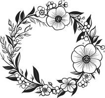 abstrakt bröllop blomma svart konstnärlig emblem elegant bröllop krans konstnärlig vektor design