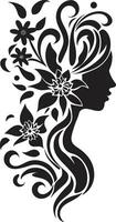 sauber Blütenblatt Schönheit Hand gezeichnet Frau Emblem wunderlich feminin Glanz Vektor Symbol