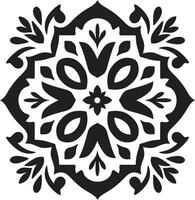 abstrakt Blumen- Gitter geometrisch Fliese Design Blütenblatt Symmetrie schwarz Vektor Blumen- Symbol