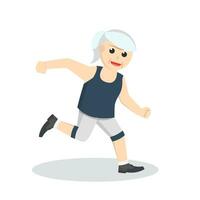 gammal kvinna löpning design karaktär på vit bakgrund vektor