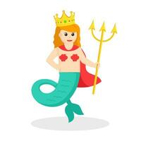 Königin Meerjungfrau Design Charakter auf Weiß Hintergrund vektor