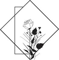 nyckfull hand dragen blom ikoniska svart vektor modern botanisk minimalism handgjord logotyp design