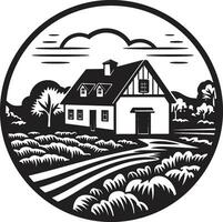 jordbrukare hamn ikon jordbrukare hus vektor emblem agrar- reträtt symbol bondgård design vektor ikon