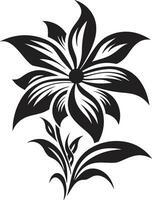 modern Blumen- Wesen handgemacht Vektor Symbol künstlerisch blühen Detail minimalistisch schwarz Emblem