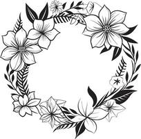 elegant Hochzeit Kranz künstlerisch Vektor Symbol Design anmutig Blumen- skizzieren schwarz Kranz Emblem