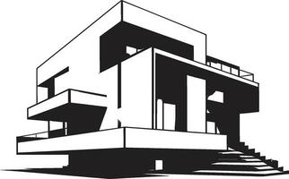 ikoniska minimalism djärv hus skiss i vektor ikon design innovativ Hem plan konceptuell hus skiss emblem