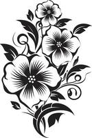Graphit botanisch Kunst schwarz emblematisch Vektoren noir blühen Silhouetten Einladung Karte Blumen- Symbole