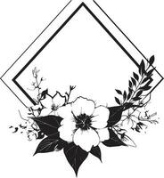 glatt Blumen- Abstraktion Hand gezeichnet ikonisch Emblem wunderlich botanisch Wesen schwarz minimalistisch Logo vektor