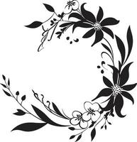 chic inked trädgård fantasier hand dragen blommig konst noir botanisk etsning noir emblem skisser vektor