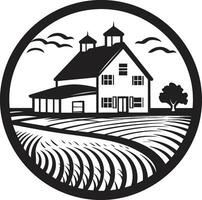 landsbygden bostad intryck bondgård vektor emblem skörda hemman ikon jordbrukare hus design i vektor