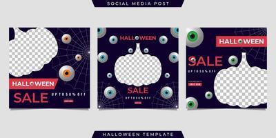 Halloween-Social-Media-Post-Sale-Vorlagendesign vektor