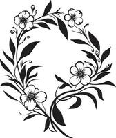 noir Blumen- Melodie künstlerisch schwarz Emblem Vektoren schick eingefärbt Orchideen Hand gezeichnet Blumen- Ikonographie