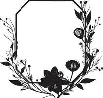 einfach botanisch wirbeln Hand gezeichnet ikonisch Design minimalistisch Blumen- Kompliziertheit schwarz Vektor Emblem