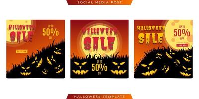 Halloween-Social-Media-Post-Sale-Vorlagendesign vektor