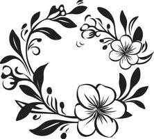 noir blomma vals monoton blommig logotyp element bläck noir trädgård serenad noir hand dragen blom vektor
