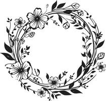 abstrakt Blumen- Anordnung schwarz ikonisch Logo elegant Hochzeit blühen Vektor schwarz Blumen- Emblem