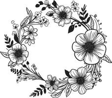 abstrakt Blumen- Anordnung schwarz ikonisch Logo elegant Hochzeit blühen Vektor schwarz Blumen- Emblem
