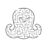 schwarzer labyrinth süßer baby-krake. Arbeitsblätter für Kinder. Aktivitätsseite. Spielpuzzle für Kinder. Meereslebewesen. Labyrinth Rätsel. Vektor-Illustration. vektor