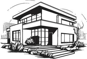 robust Residenz Kennzeichen Fett gedruckt Haus Design Vektor Emblem robust Zuhause skizzieren dick Haus Symbol Design