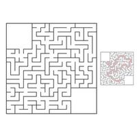 abstraktes quadratisches Labyrinth. Spiel für Kinder. Puzzle für Kinder. ein Eingang, ein Ausgang. Labyrinth Rätsel. flache Vektorillustration lokalisiert auf weißem Hintergrund. mit Antwort. vektor