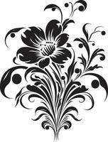 ätherisch eingefärbt Botanicals schwarz Vektor Emblem Dekor einfarbig Blumen- Einzelheiten elegant Einladung Karte Vektoren