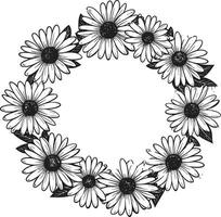 Kaskadierung Blütenblatt Grenzen Gänseblümchen Blume schwarz Logo glänzend Gänseblümchen Heiligenschein schwarz Vektor Logo Design