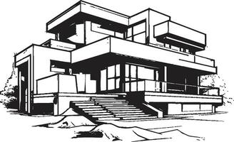 tri spira lugn emblem av bostads- överflöd i vektor design trippel- horisont villa ikoniska symbol av arkitektonisk prakt