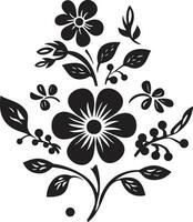 Jahrgang eingefärbt Flora noir Vektor Logo Ikonographie noir botanisch Rhapsodie Hand gezeichnet Blumen- Emblem Vektoren