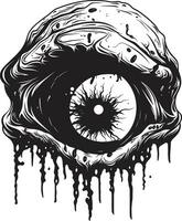 hemsk zombie blick svart öga ikon design kuslig odöda syn vektor zombie öga emblem