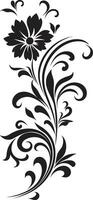 künstlerisch Blütenblatt skizzieren Hand gezeichnet schwarz kompliziert noir Ranke ikonisch Vektor Design