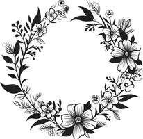 abstrakt Blumen- Array schwarz ikonisch Hochzeit Logo elegant Hochzeit blüht Vektor schwarz Emblem