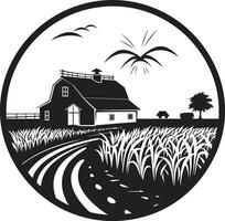 skörda oas bostad bondgård vektor ikon design landsbygden bostad mark jordbrukare hus vektor emblem