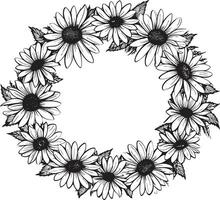 kronblad i ram daisy blomma svart vektor logotyp ikon blommig omfamning daisy blomma ram svart vektor logotyp